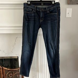 Hudson size 29 dark wash jeans with leather trim done sides